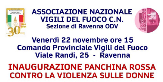 Sezione di RAVENNA – inaugurazione panchina rossa, contro la violenza sulle donne – 22-11-2024